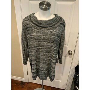 Field Flower Anthropologie Gray Striped Cowl Neck Sweater, Size Small